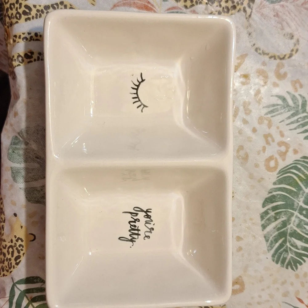 Rae Dunn Cream Vanity Tray with Eyelash and Quote